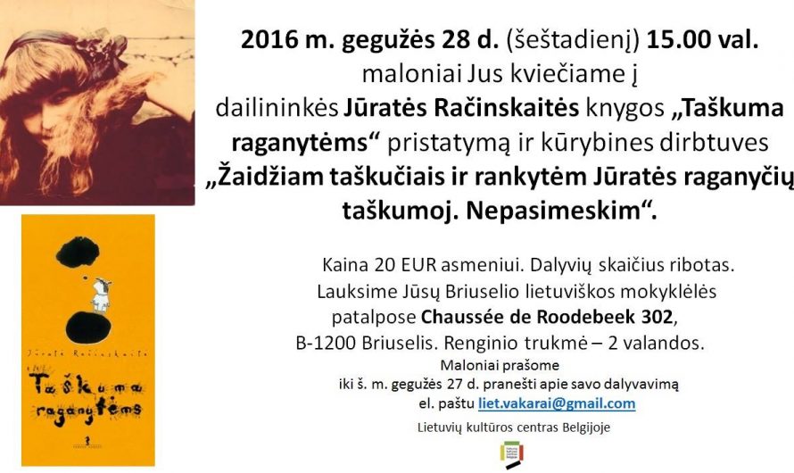 Dailininkės Jūratės Račinskaitės kūrybinės dirbtuvės šį šeštadienį – gegužės 28 dieną