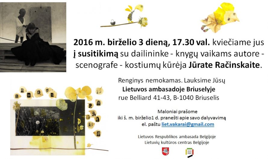 Birželio 3 d. susitikimas su dailininke, knygų vaikams autore, scenografe Jūrate Račinskaite.